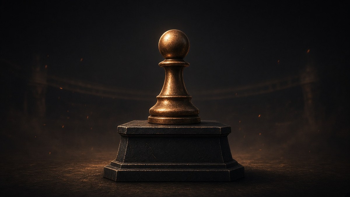 Bronze pawn on a pedestal